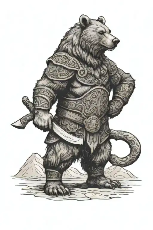 viking bear standing tattoo design idea