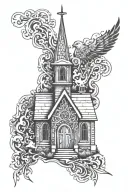 nordic church burning tattoo design idea