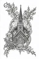 nordic church burning tattoo design idea