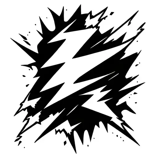 A blacked out shoulder with lightning bolts coming out tattoo design idea