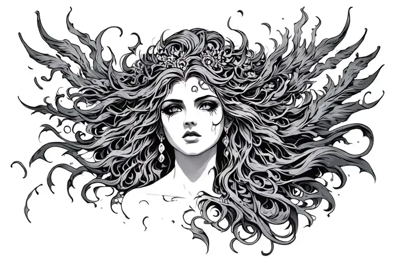 sing goddess of wrath tattoo design idea