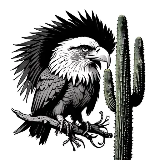 mexican eagle on cactus tattoo design idea