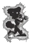 A tattoo of a campfire under the Orion nebula with a silhouette of a powerlifter lifting weights in the background tattoo design idea
