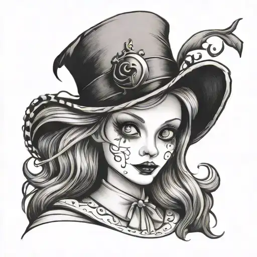 Dark Alice In Wonderland tattoo design idea