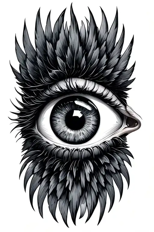 eye with 6 wings spread tattoo design idea