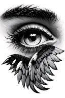 eye with 6 wings spread tattoo design idea