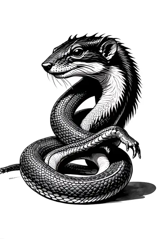mongoose fighting snake tattoo design idea