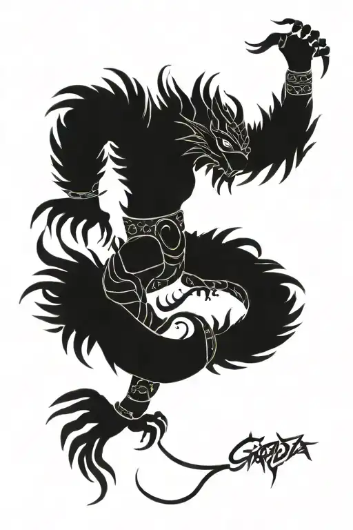 Garuda fighting naga tattoo intertwining tattoo design idea