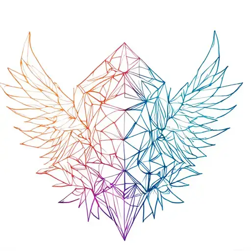german polygon style fading tattoo design idea