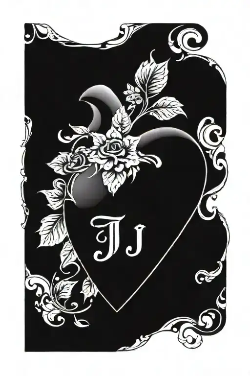 A heart that says J in the middle surrounded tattoo design idea