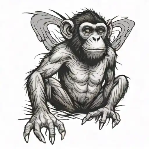 monkey ripping flesh tattoo design idea