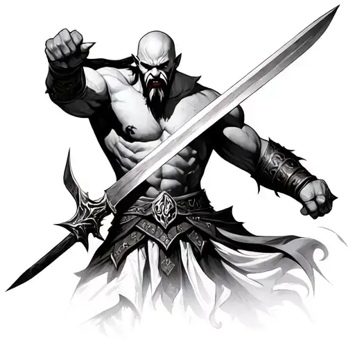 Kratos wielding the Blades arm band tattoo tattoo design idea