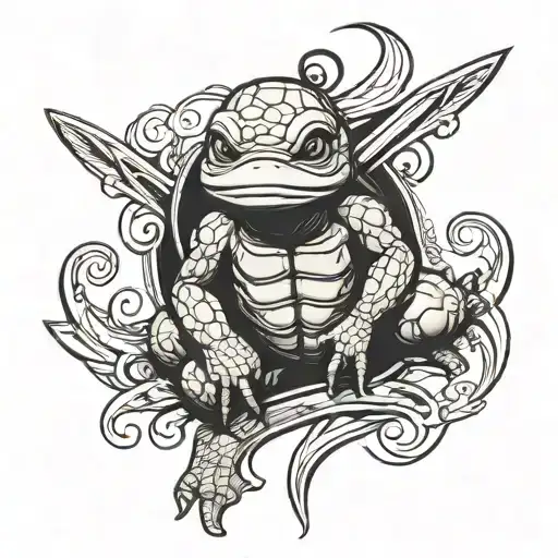 baby ninja turtle surf style tattoo design idea