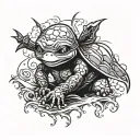 baby ninja turtle surf style tattoo design idea