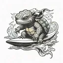 baby ninja turtle surf style tattoo design idea