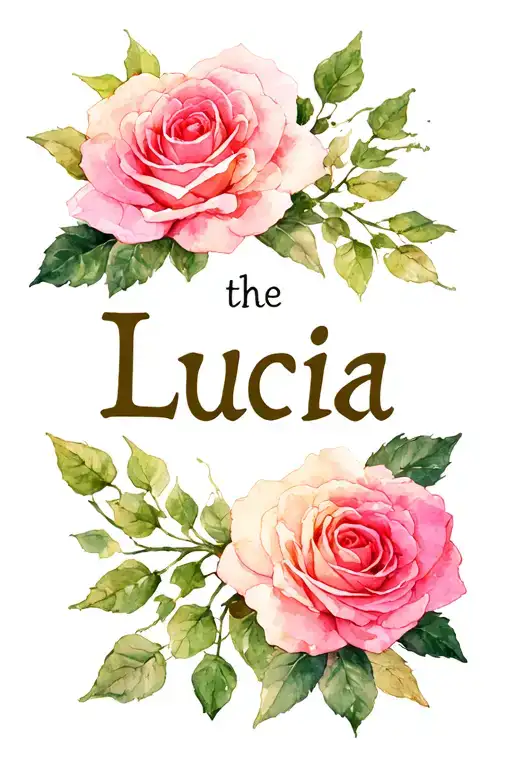 the name lucia with rose bush tattoo design idea