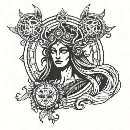 deusa hecate goddess painted tattoo design idea