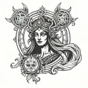 deusa hecate goddess painted tattoo design idea