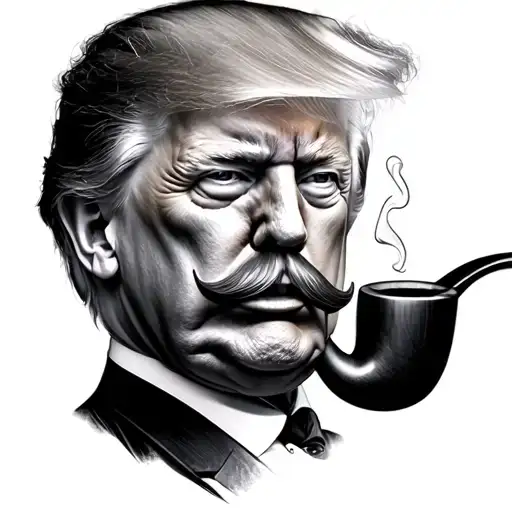 donald trump hitler moustache smoking pipe tattoo design idea