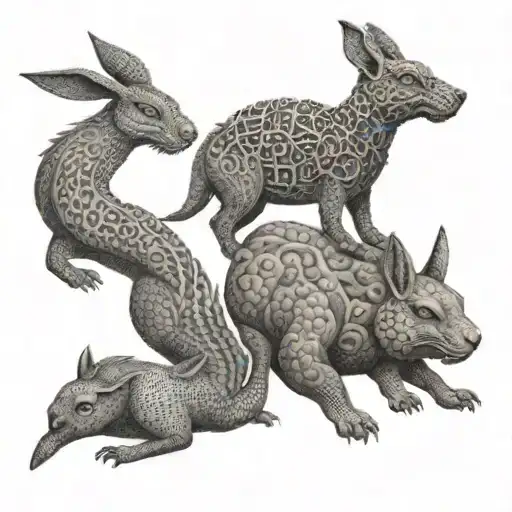 rabbit, dragon, dog, pig tattoo design idea
