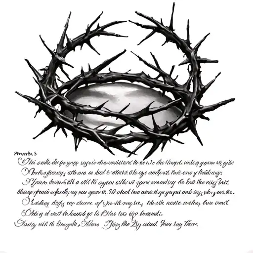 crown of thorns with proverbs 3:5 6 tattoo design idea