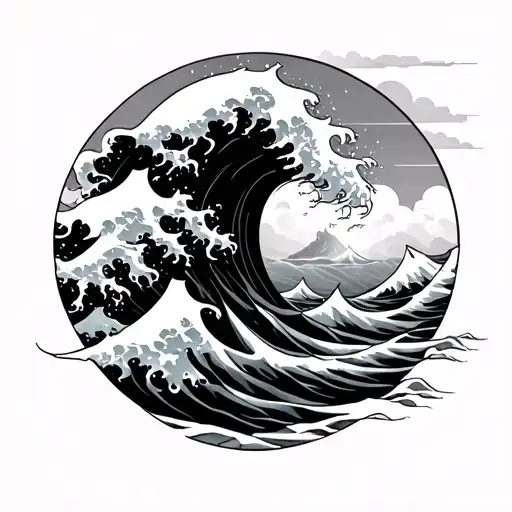 Tsunami tattoo design idea