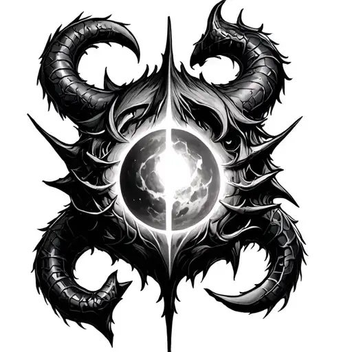 dark mark from Dark Souls, and inside it is eclipse from berserker tattoo design idea