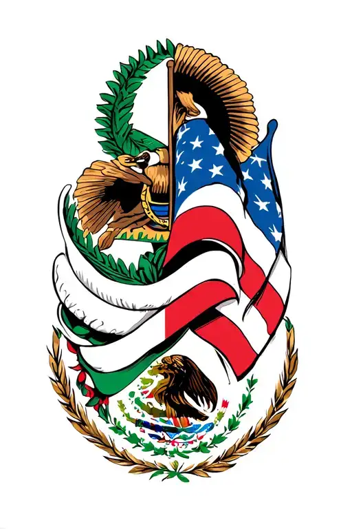 Guatemala, Mexican and American flag intertwined tattoo design idea