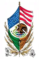 Guatemala, Mexican and American flag intertwined tattoo design idea