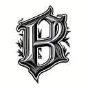 Uppercase backwards B with it's back against the leg of an uppercase H cattle brand tattoo design idea