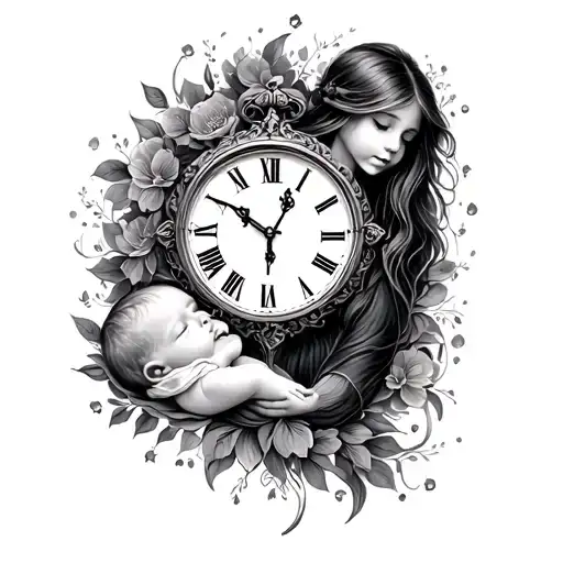 Daughter Birth Clock tattoo design idea