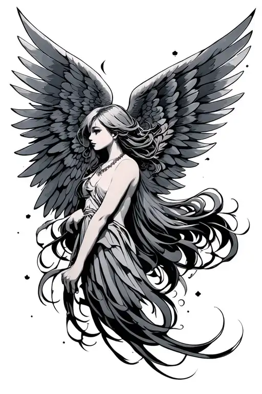 anime angel wings tattoo design idea