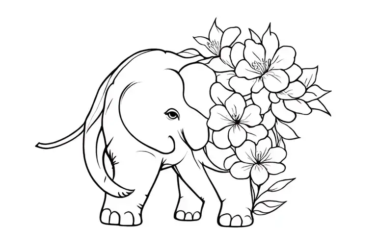 Elephant thai jasmine flower tattoo design idea