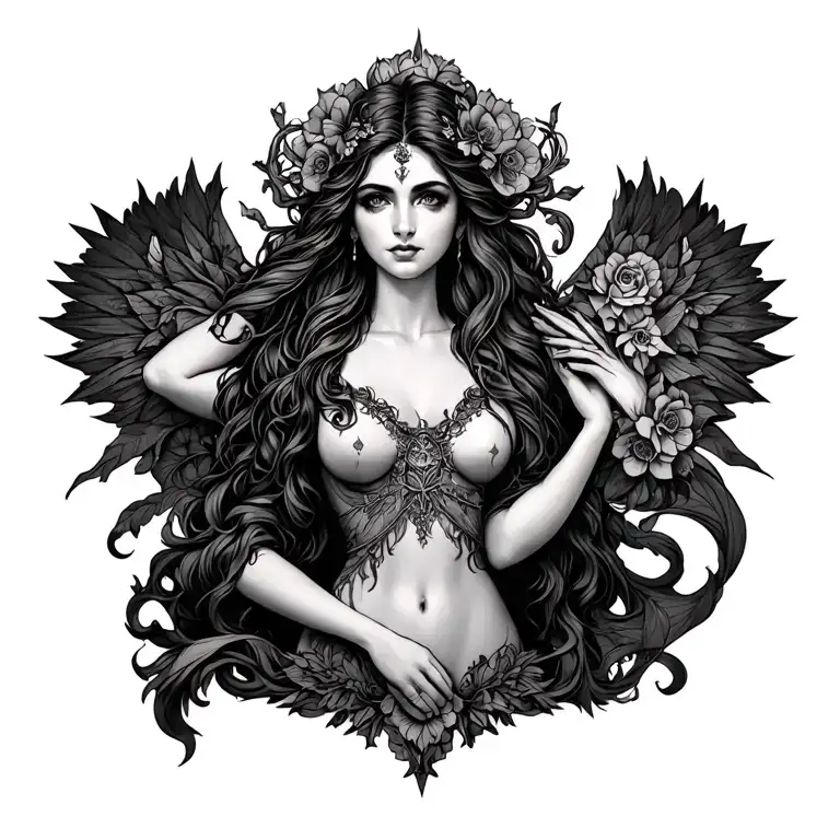 lillith goddess tattoo design idea