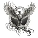 phoenix wings and tree of life intertwined tattoo design idea