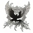 phoenix wings and tree of life intertwined tattoo design idea