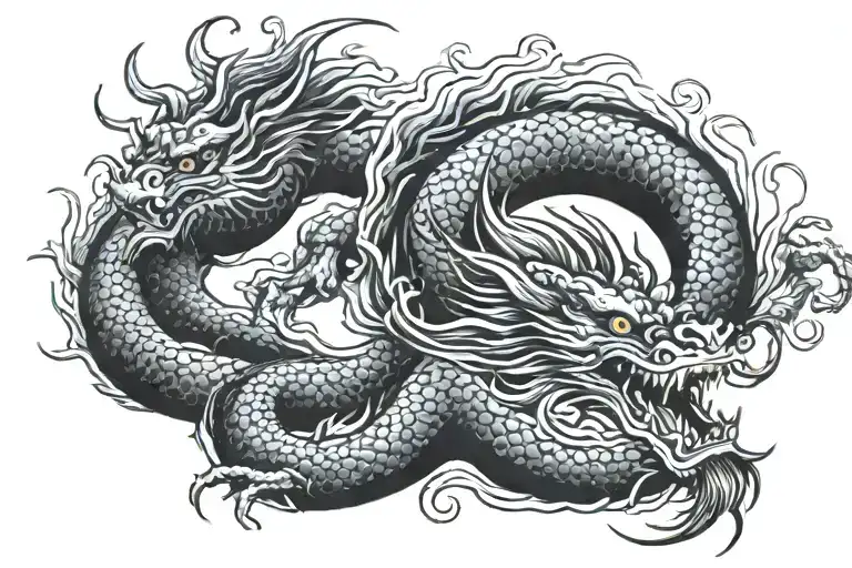 black japan dragon without wings tattoo design idea