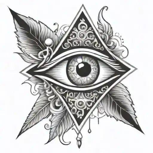 Third eye tattoo + Evil eye surrounded tattoo design idea