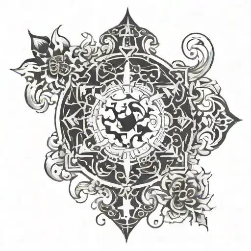 a tattoo design that looks like the combination of sagittarius and scorpio, looking like a Rorschach test tattoo design idea