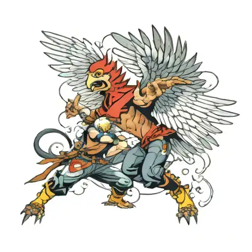 tattoo of the anime character hawks fighting tattoo design idea