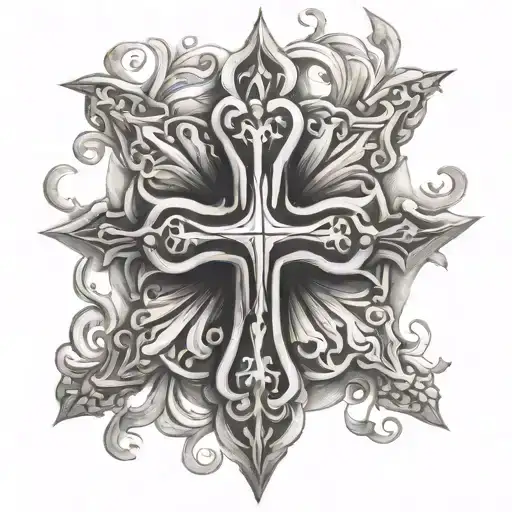 1111 cross tattoo design idea