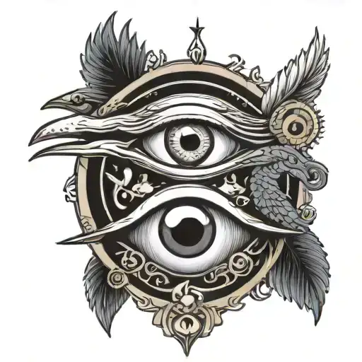 horus eye and toth tattoo design idea