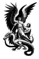 st Michael archangel , st george killing a dragon, Christian, family , syria tattoo design idea