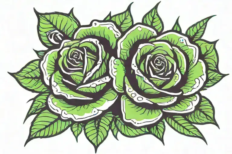 neon green and black rose bright colours bold lines tattoo design idea
