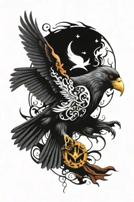 patronus charm magpie, Griffindor house flag tattoo design idea
