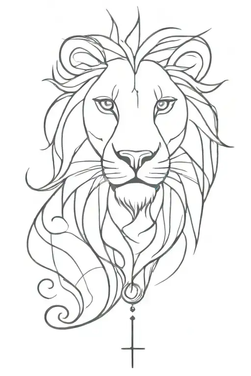 cross,evil eye,lion,unalome tattoo design idea
