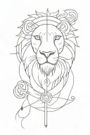 cross,evil eye,lion,unalome tattoo design idea
