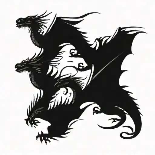 three dragons flying up in a line  tattoo design idea