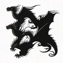 three dragons flying up in a line  tattoo design idea