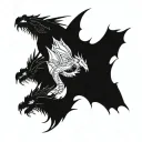 three dragons flying up in a line  tattoo design idea